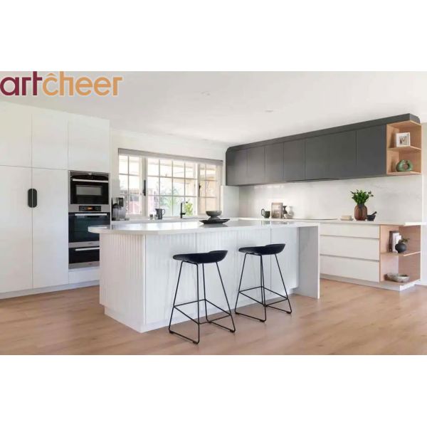 Custom Contemporary Design Kitchen Cabinet with Hardware Fittings for Villa Project