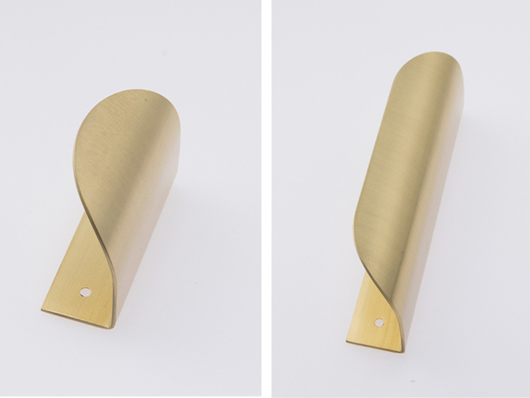 Solid Brass Golden Edge Pull Handle Brass Drawer Shell Cabinet  Pull for Kitchen Bedroom