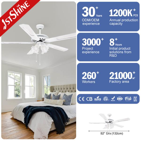 Add a Touch of Style to Your Space with this 52 Inch 5 Blade AC LED Ceiling Fan White