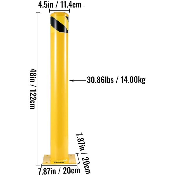 4.5 дюймов диаметра стальной трубы безопасности боллард 48 дюймов высоты боллард столб