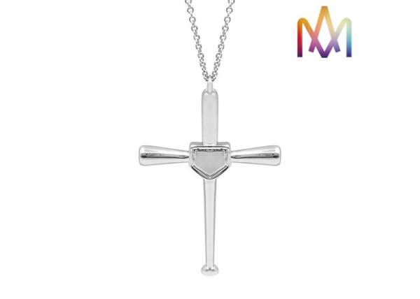 Anti Corrosion SS316 Baseball Bat Cross Pendant Necklace