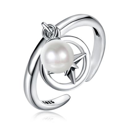 Anel de medida ajustável de abertura de 925 Sterling Silver Mountable Pearl Pendant