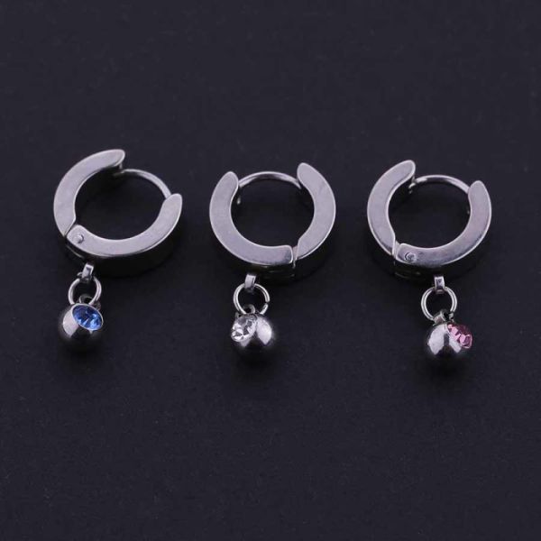 Latest Designs Surgical Steel Small Crystal Huggie Jewelry Hoop Earrings Women For Girls