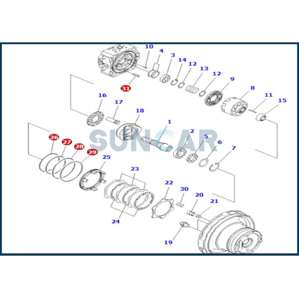 уплотнение KOMATSU набора уплотнения мотора перемещения 708-8F-00171 7088F00171 для конечной передачи