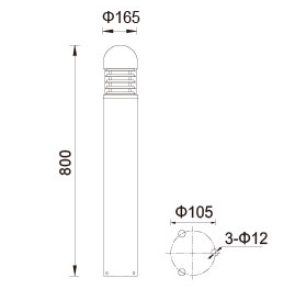 CREE Chip Outdoor LED Bollard Lights / Garden Bollard Lights Anti Impact Long Life