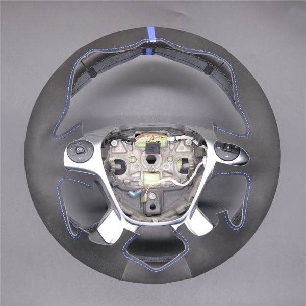 Hand Stitching Full Black Suede Custom Steering Wheel Cover for Ford Transit Connect Tourneo Custom Grand Tourneo Connect