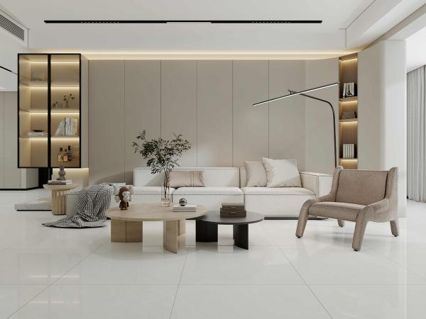 Plancher intérieur gris clair 800x800 mm Carreaux de porcelaine vernis poli pour le bâtiment