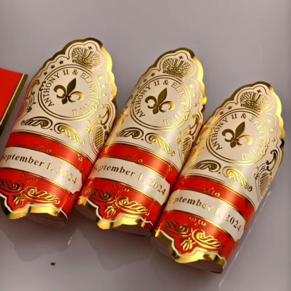 Etiqueta personalizada pegatina de venta caliente Etiqueta de cigarro pegatina en relieve Impreso de forma única UV Oro de cigarrillo Etiqueta adhesiva impermeable Etiqueta de dibujos animados Etiqueta de impresión