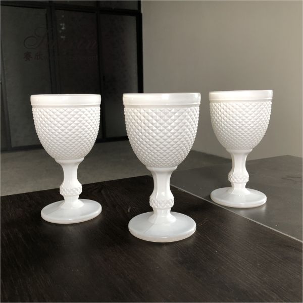 Горячая продажа элегантный бриллиантовый дизайн толстые белые бокалы для свадебного мероприятия
