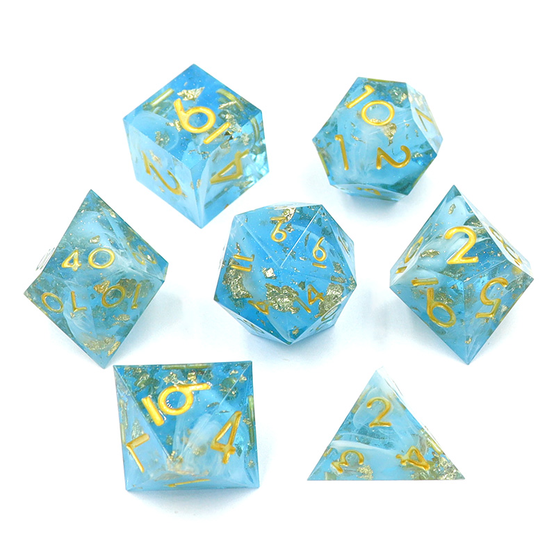 Custom Logo Liquid Core Resin Dice Set 14MM-20MM Polyhedral DND Dice for RPG Games