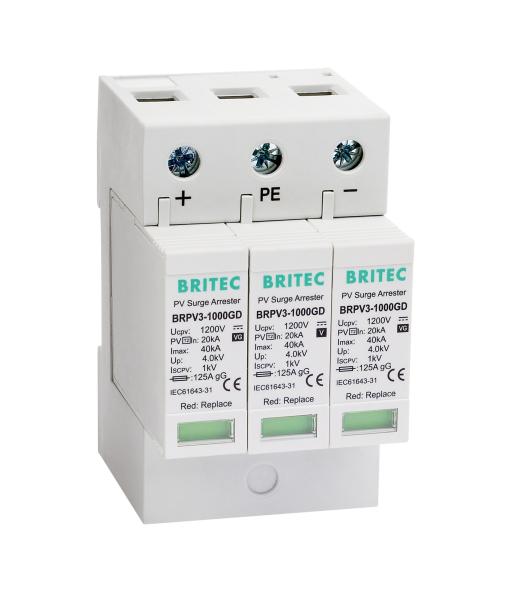 BRPV3-1000 1000V 3P Solar PV spd DC Surge Protection Device surge Arrester Suppressor pv dc lightning protection DC PV Solar Energy 1000V Surge Protector
