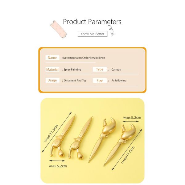 Pinzas de cangrejo Mini bolígrafo creativo de oro de madera de pescado 0.7mm bolígrafo