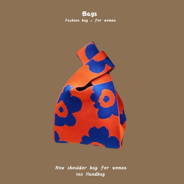 THE NEW INTERNET CELEBRITY HANDBAG KNITTING HAND KNITTING WOOL BUCKET BAG HAND CASUAL TOTE LUNCH BAG