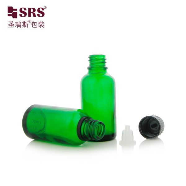 Empty Cosmetic Massage oils Child Resistant Cap Screw Type With Plug Glass Bottles For Oil