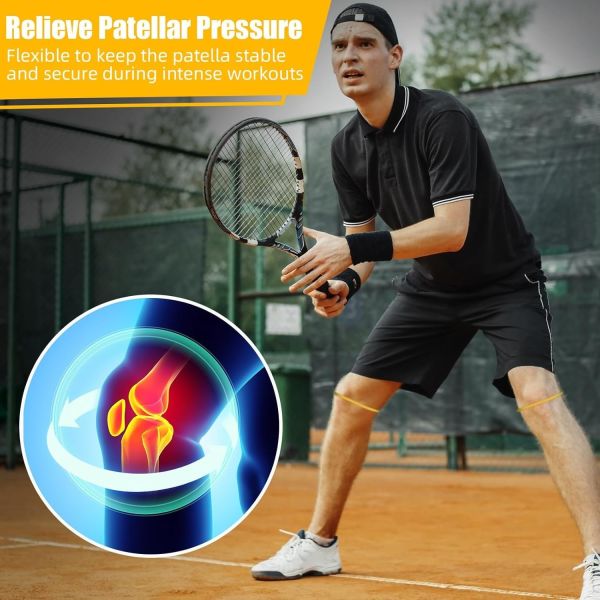 2pcs de silicona de tendón patellar de rodilla banda de rodilla para aliviar el dolor de rodilla banda de patella para baloncesto correr deportes respirable banda de apoyo de tendón patellar