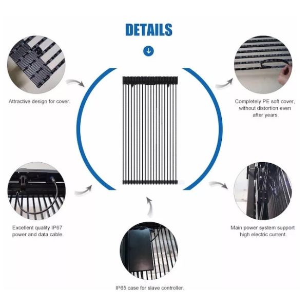 1000x1000 мм наружный прозрачный светодиодный экран снаружи занавески DIP346