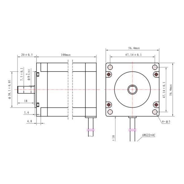 NEMA 23 Stepper Motor 100mm Body 3.5A 3.5N.m For Industrial Automation