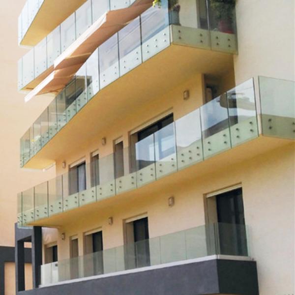 Frameless Outdoor Balcony Tempered Glass Railing System With Standoff Pins