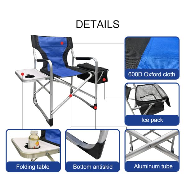 Aluminum Folding Camping Director Chair 92*46*55cm Lightweight For Adults