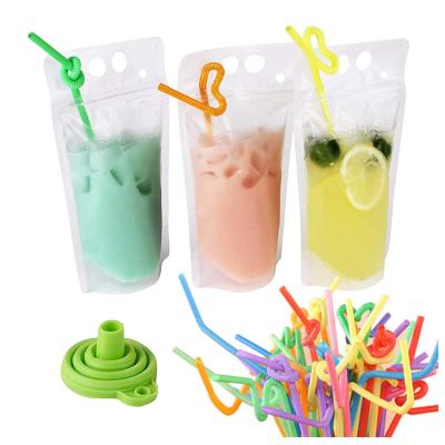 O costume imprimiu 16oz o fruto vazio Juice Packing Pouch With Straw reusável
