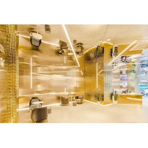 AISI 304 PVD Цвет Желтый Титан/Шампанское Золото Водяная волна Нержавеющая сталь Металлический лист