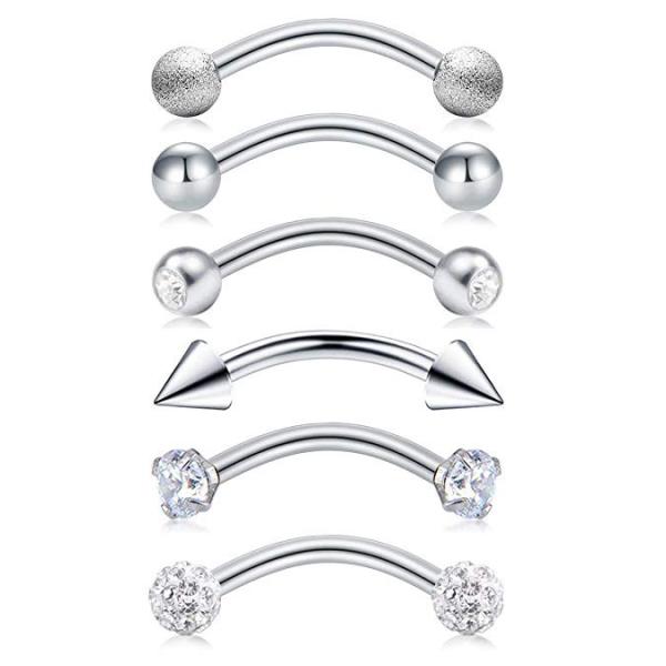 Sobrancelha reta de aço inoxidável do Barbell 316 que perfura o Barbell curvado 8mm 16G