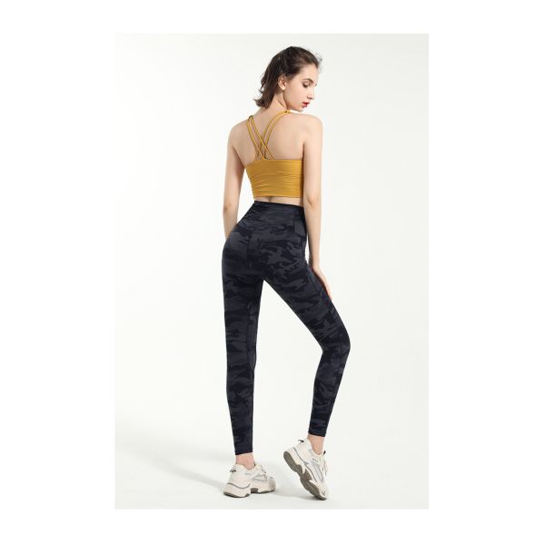 Дамы нейлона туго камуфлируют Activewear брюк йоги камуфлирования серого цвета Eco брюк