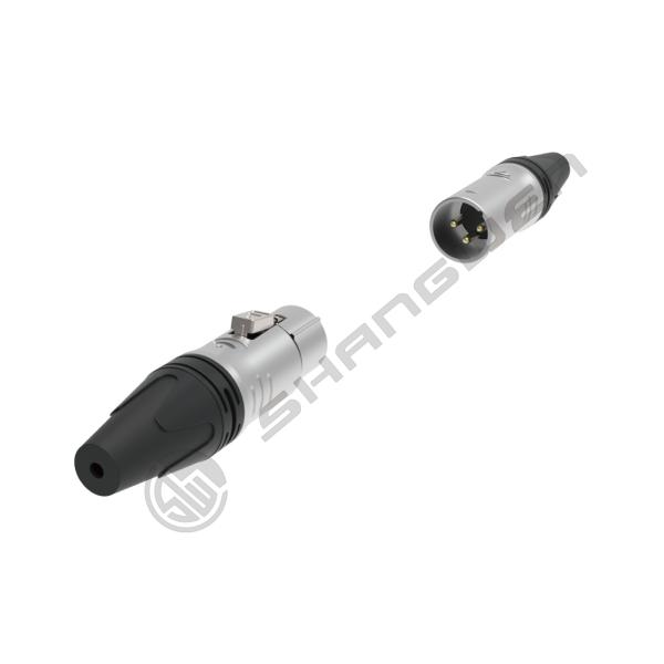 オーディオビデオ機器 10A 定格 XLR オス コネクタ、防水銀メッキコンタクト、DMX スレッドカップリングシェル付き