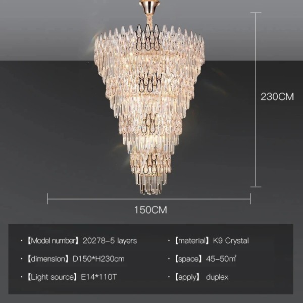 Duplex Building Living Room Chandelier Building Stairway Long Chandelier Luxury Crystal Lamp(WH-CY-269)