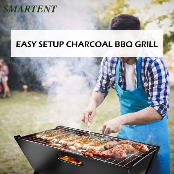 Slim Camping Portable Charcoal Outdoor Grills Chromed Steel Foldable 45X30X30cm