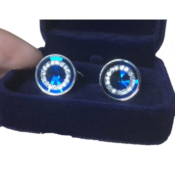 Cat Eye Diamond Men'S Shirt Cufflinks Circular Alloy Material 16mm Size