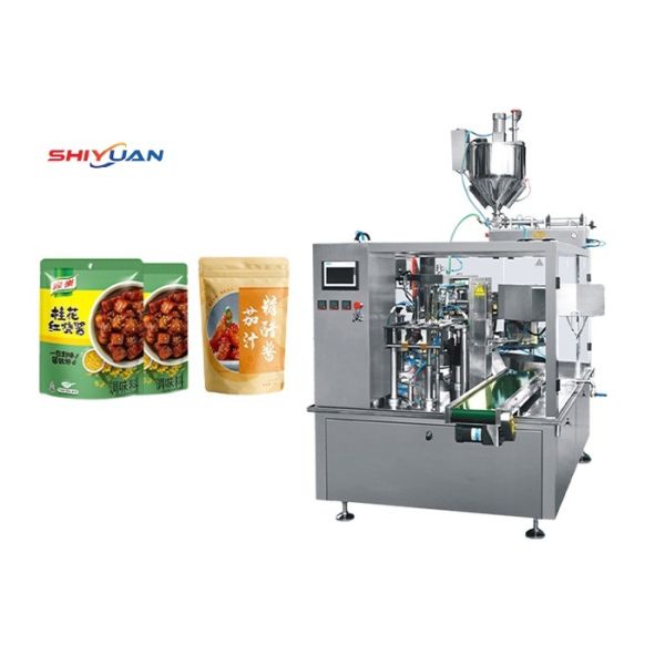 Automatic Corner Spout Doypack Pouch Filling Machine , Liquid Soup Packing
