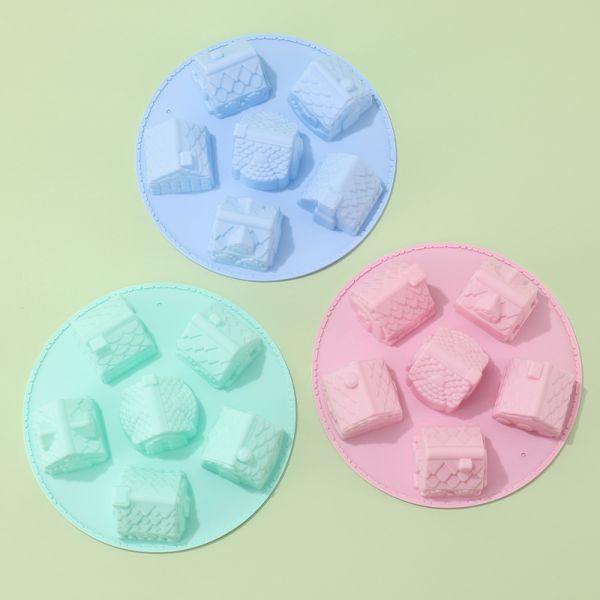 1 упаковка силиконовой формы дома, 6 полостей не липкие уютные деревенские сковородки, мыльная форма дома,
