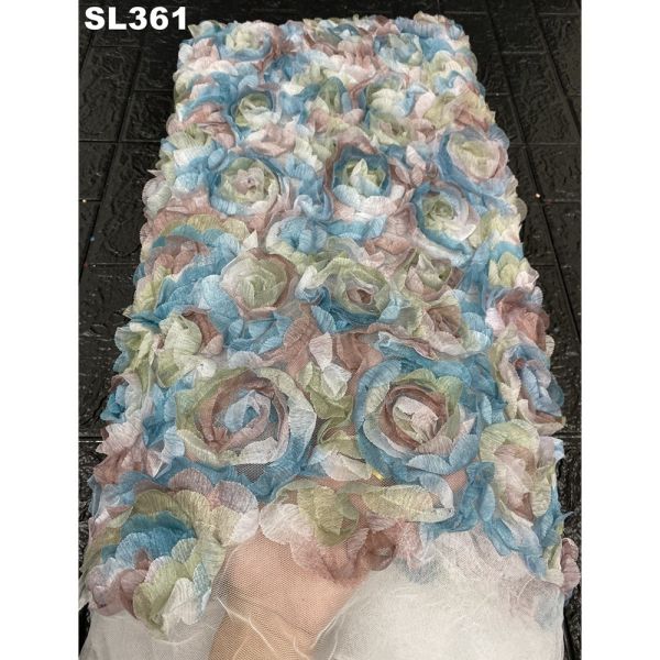 Swell 3d Flower Tulle Net Bridal Lace Fabric for 50/52 Width and Customizable Color