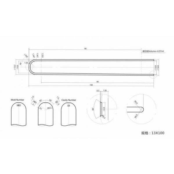 Трубка ЛЮБИМЦА для пробирок 13*75мм 13*75мм 16*100мм прозрачной пробирки для анализа крови