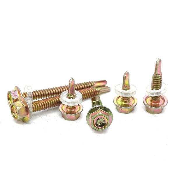 Carbon Steel Yellow Zinc Plated Hexagon Wood Screw With Self Drilling Pad