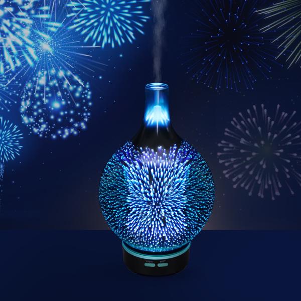 Popular 3D Glass Natural Essential Oil Diffuser Color Changing Super Decorative Glass Humidifier RY32D