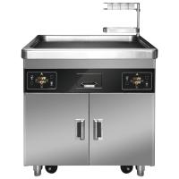 Tabela móvel multifuncional da grade de Teppanyaki da cozinha comercial com fornalha dobro