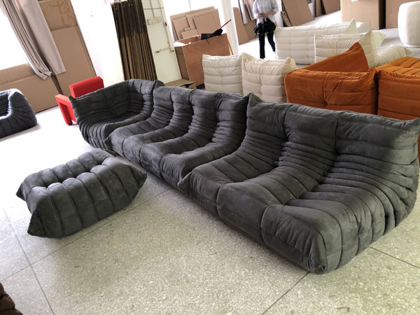 Набор софы модульной мебели софы живущей комнаты секционной кожаной домашней ленивый