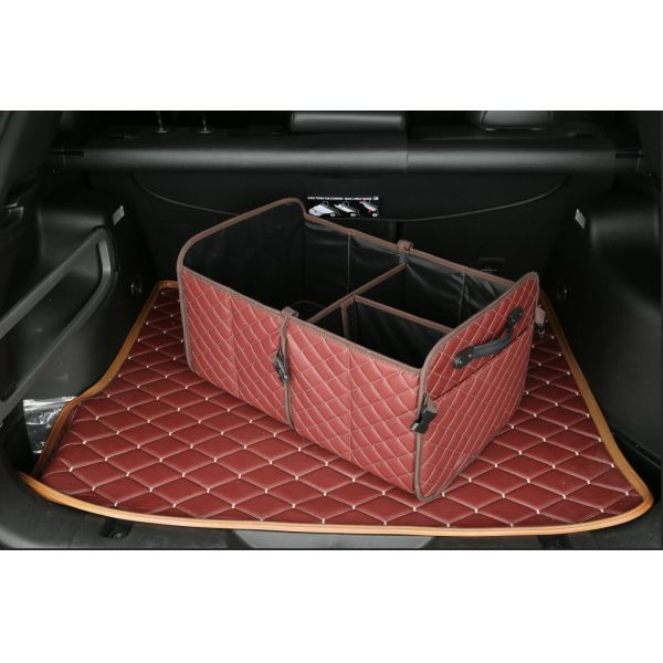 Waterproof Pu Leather Car Luggage Organizer , Foldable Car Storage Organizer