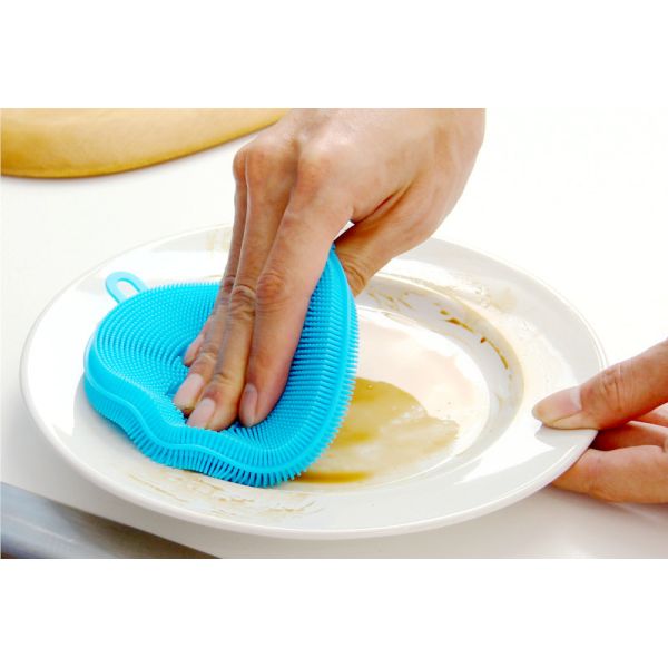 Kitchen Household Dish Egg Silicone Sponge Long Life Span 115*115mm Space Saving