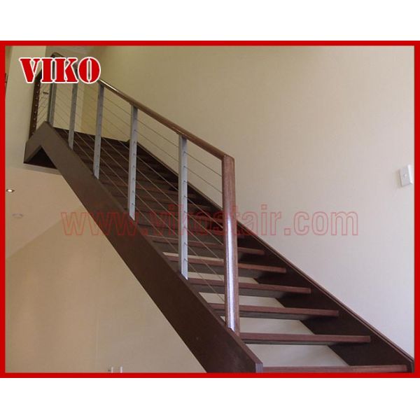 Steel Cable Stair VK89SC WoodenHandrail Treed American Oak Carbon Powder-coate Aluminum304 Stainless Steel