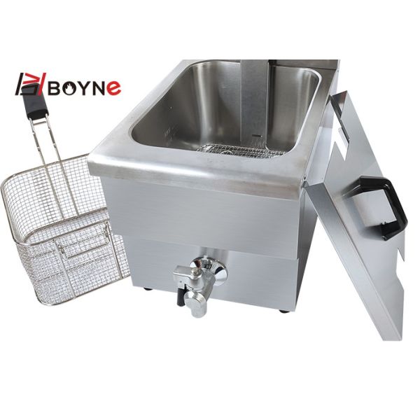SS201 Commercial Kitchen Cooking Equipment 12 Liter 1 Tank Electric Deep Fryer