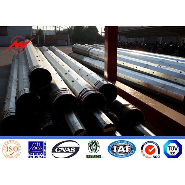 Q345 Polygonal 12M 6.5KN Steel Tubular Pole With Galvanization 15 Years Warranty