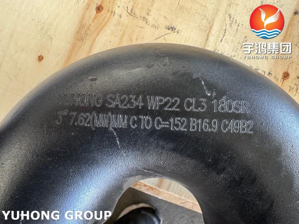 ASTM A234 WP22-S Codo de 180 grados/doblaje de retorno para tuberías de procesos de refinería
