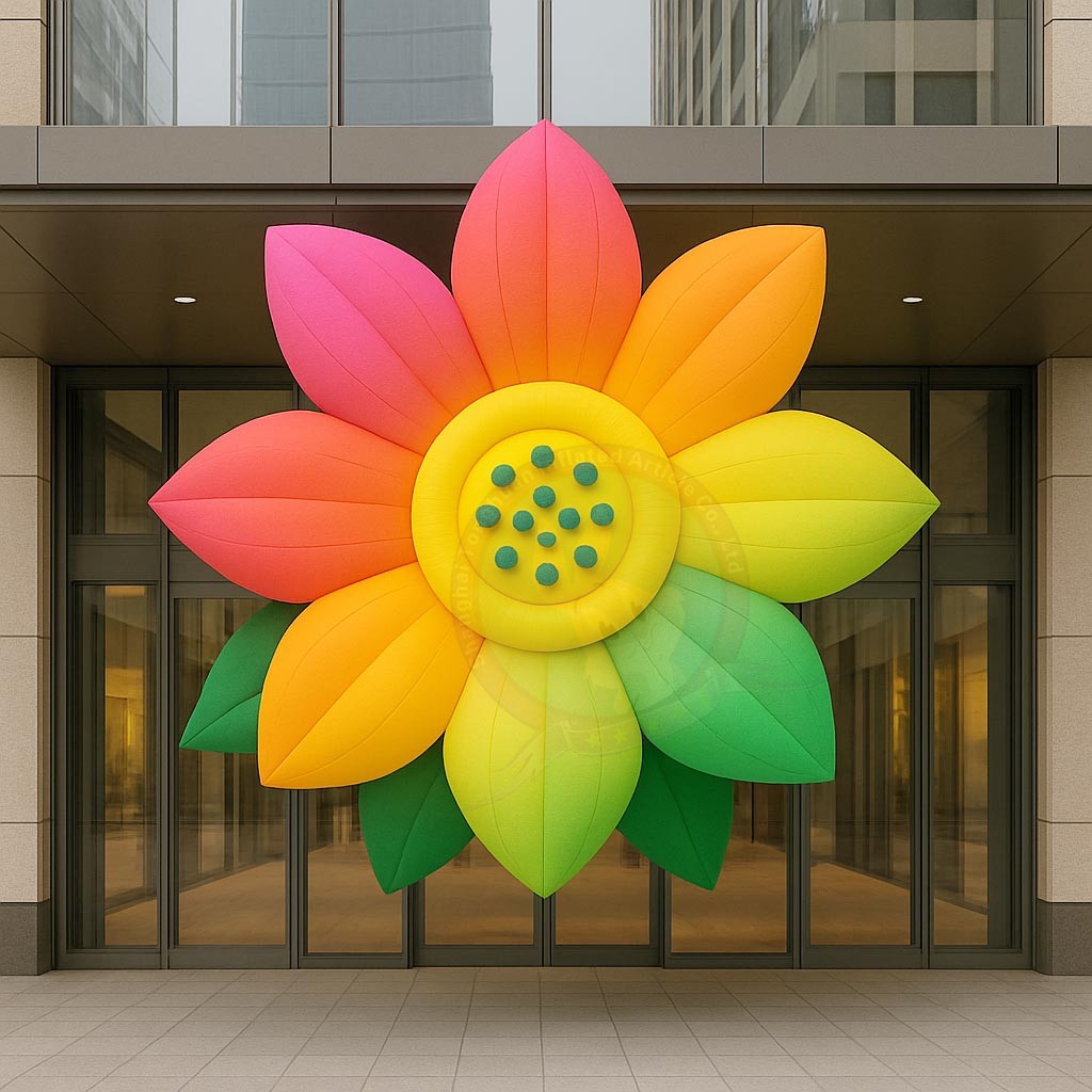 Inflatable Lotus Flower Decoration Lights Waterproof PVC Tarpaulin Custom Logo Printed Weather Resistant Event Wedding Stage