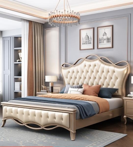 Custom Wooden Double Bed Frame Queen Size With Headboard And Drawer