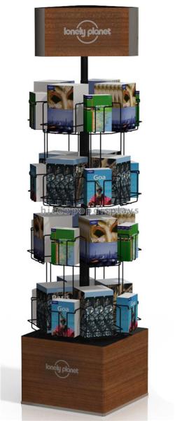 Dark Gray Flooring Wooden Display Racks Rotatable For Books Merchandising