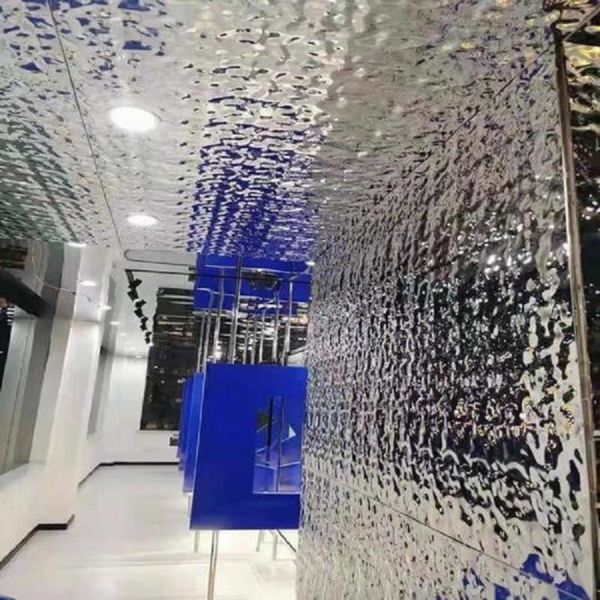 Зеркало Золотой цвет Водяной Волн нержавеющей стали Лист для украшения потолка