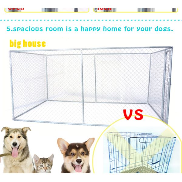 Large outdoor galvanized cheap chain link dog kennel 7.5x13x6ft(2.3x4x1.8m) 2.3mm wire diameter